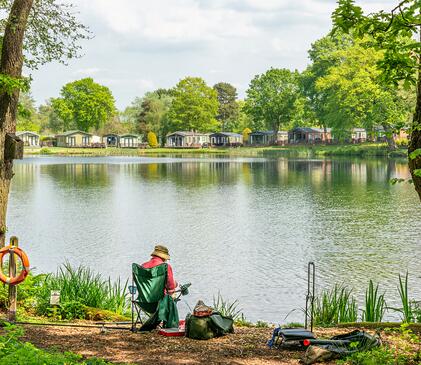 Spring sunshine fishing at Pearl Lake Country Holiday Park