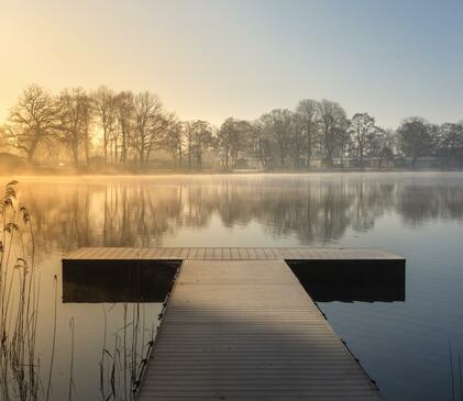 Along the jetty at sunrise, Pearl Lake