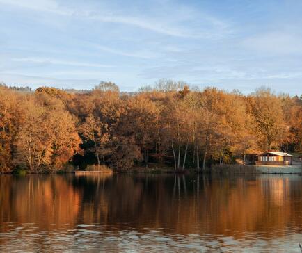 Winter morning at Pearl Lake Country Holiday Park, Herefordshire.