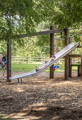 One of the children's play areas at Pearl Lake country holiday park, Herefordshire