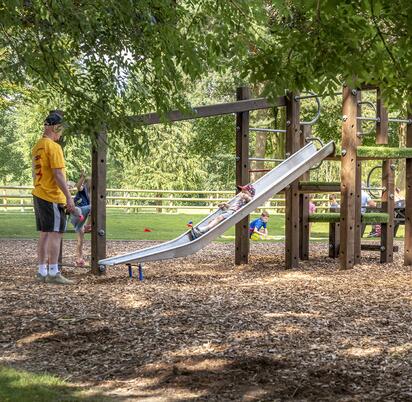 One of the children's play areas at Pearl Lake country holiday park, Herefordshire