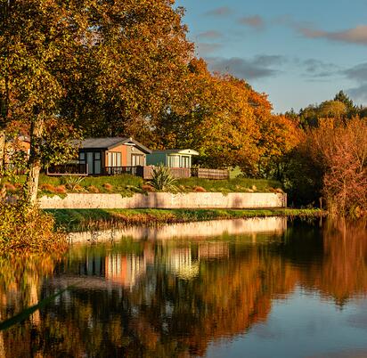 Autumn sunrise at Park Pool, Pearl Lake Country Holiday Park