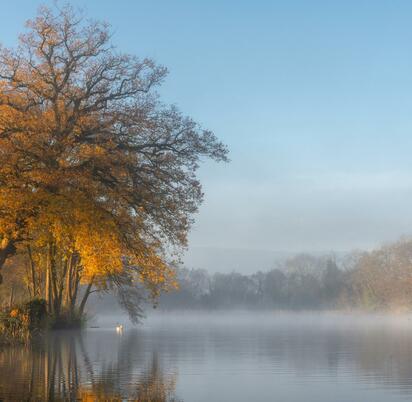 Spectacular winter colours reflected at Pearl Lake