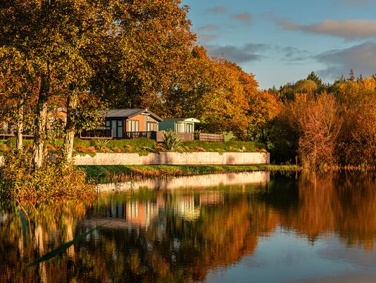 Autumn sunrise at Park Pool, Pearl Lake Country Holiday Park