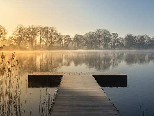 Along the jetty at sunrise, Pearl Lake